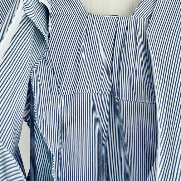 Carven blue pinstripe 100% cotton dress. Ruffled. Beautiful & comfortable. EU36 - Picture 9 of 14